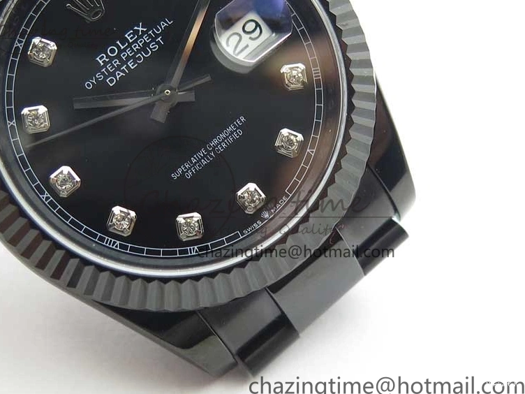 All Markers A3235 on Oyster Bracelet 41 Black Dial Black PVD Best Edition VRF Diamonds DateJust PVD 0128